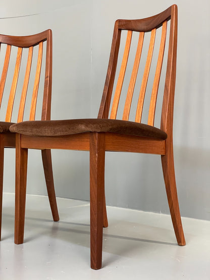 Vintage G Plan Fresco Teak Dining Chairs Six Brown Velour Retro EB9780 MDIN - UKDK FURNITURE