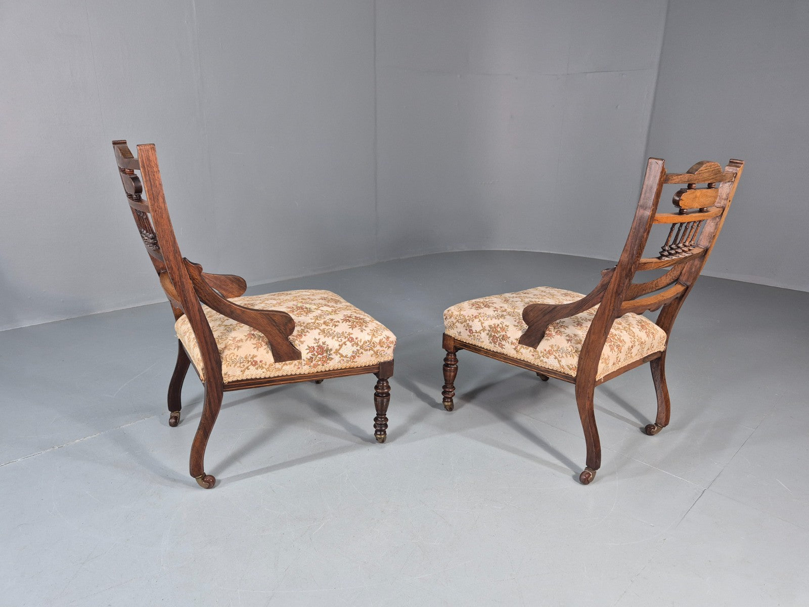 2 Antique Lounge Chairs Regency Revival Style Victorian Rosewood  EB10988 VCLO10