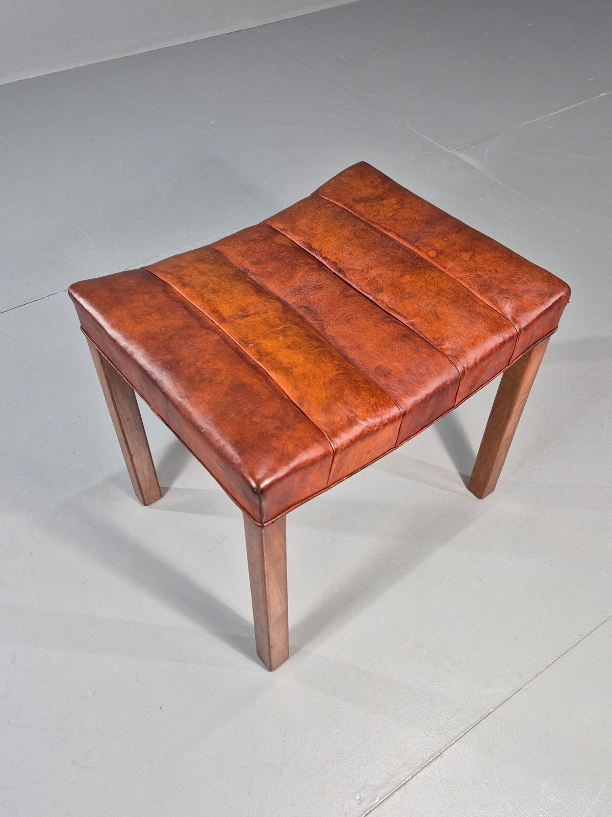 1950s Danish Leather Footstool Mid Century Kaare Klint Style  EB10995 MFOO3