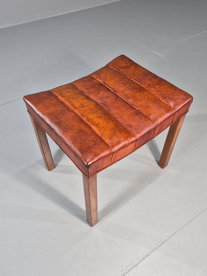 1950s Danish Leather Footstool Mid Century Kaare Klint Style  EB10995 MFOO3