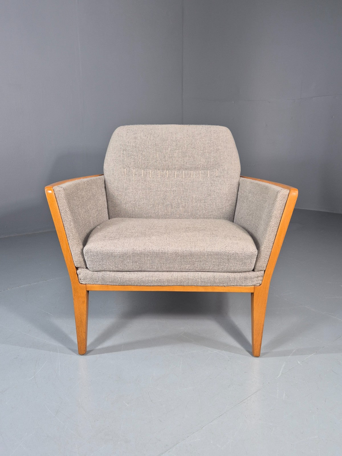 Vintage MIdcentury Lounge Chair 1950s Sweden Retro Grey Wool Beech EB11095 MNOR1