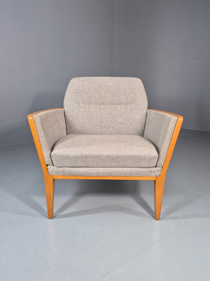 Vintage MIdcentury Lounge Chair 1950s Sweden Retro Grey Wool Beech EB11095 MNOR1