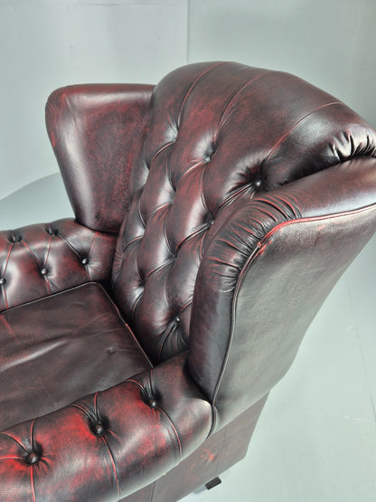 Vintage Queen Anne Wing Back Leather Danish Retro Chesterfield EB11376 VLEA16