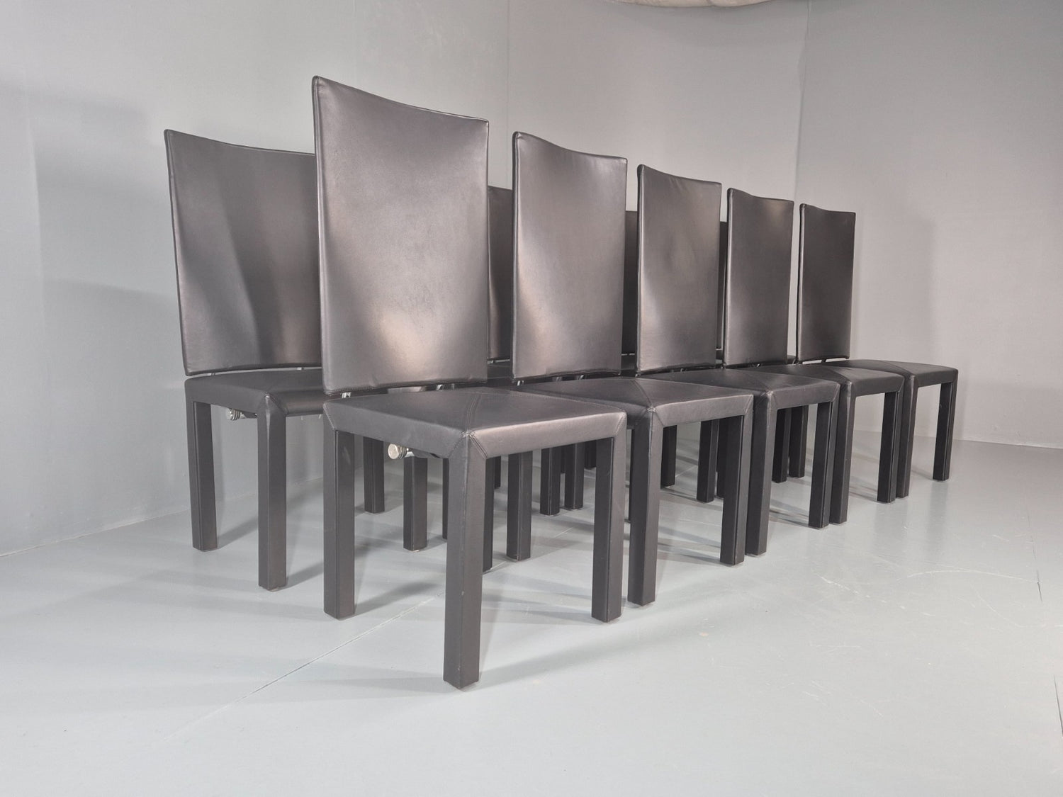 10 B&B Italia Chairs Black Leather Paolo Piva Arcalla Arcadia Range EB11470 MDIN0