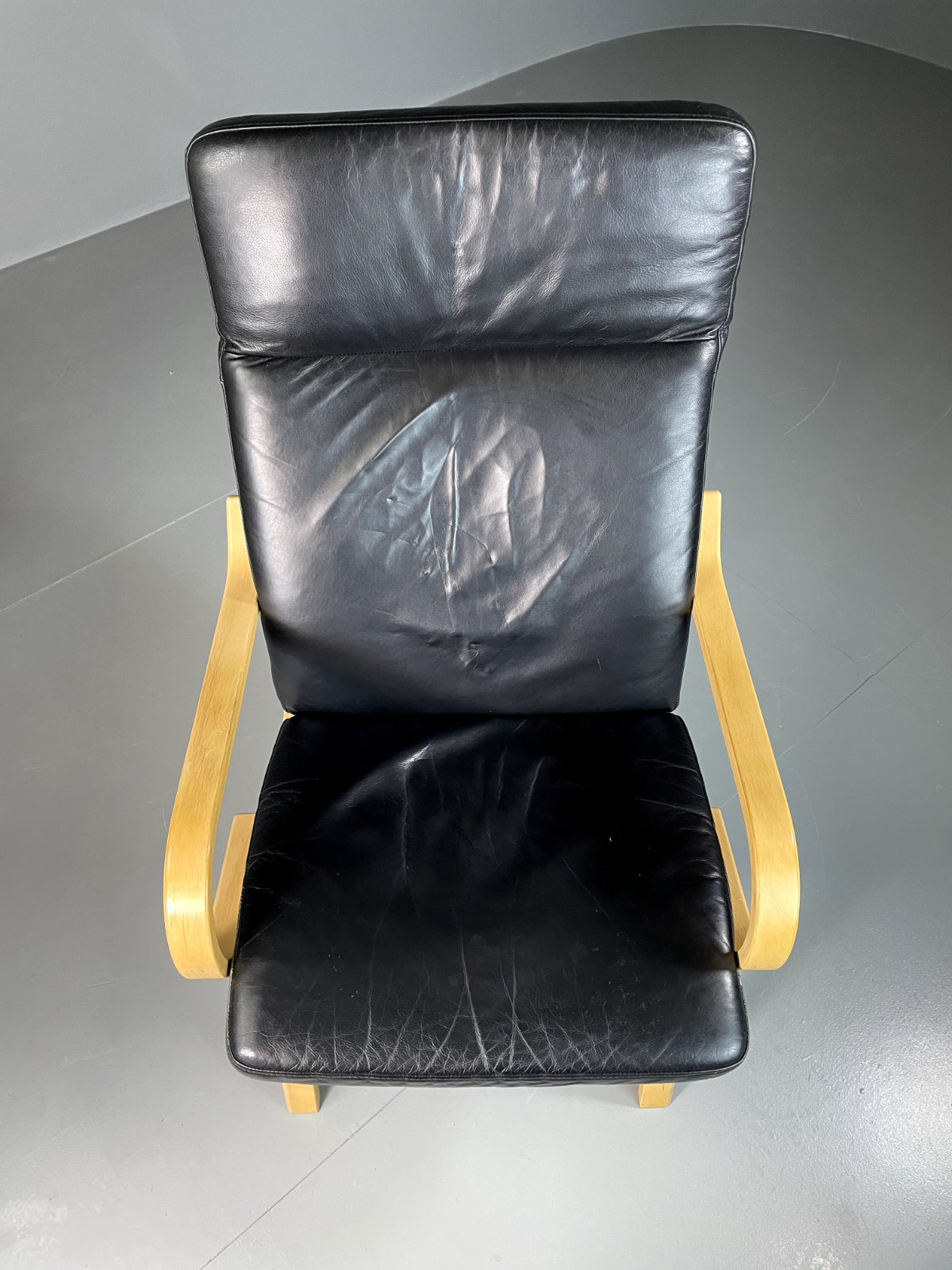 Vintage Danish Lounge Chair Black Leather Bentwood 1980s Retro EB6089 MBEN3