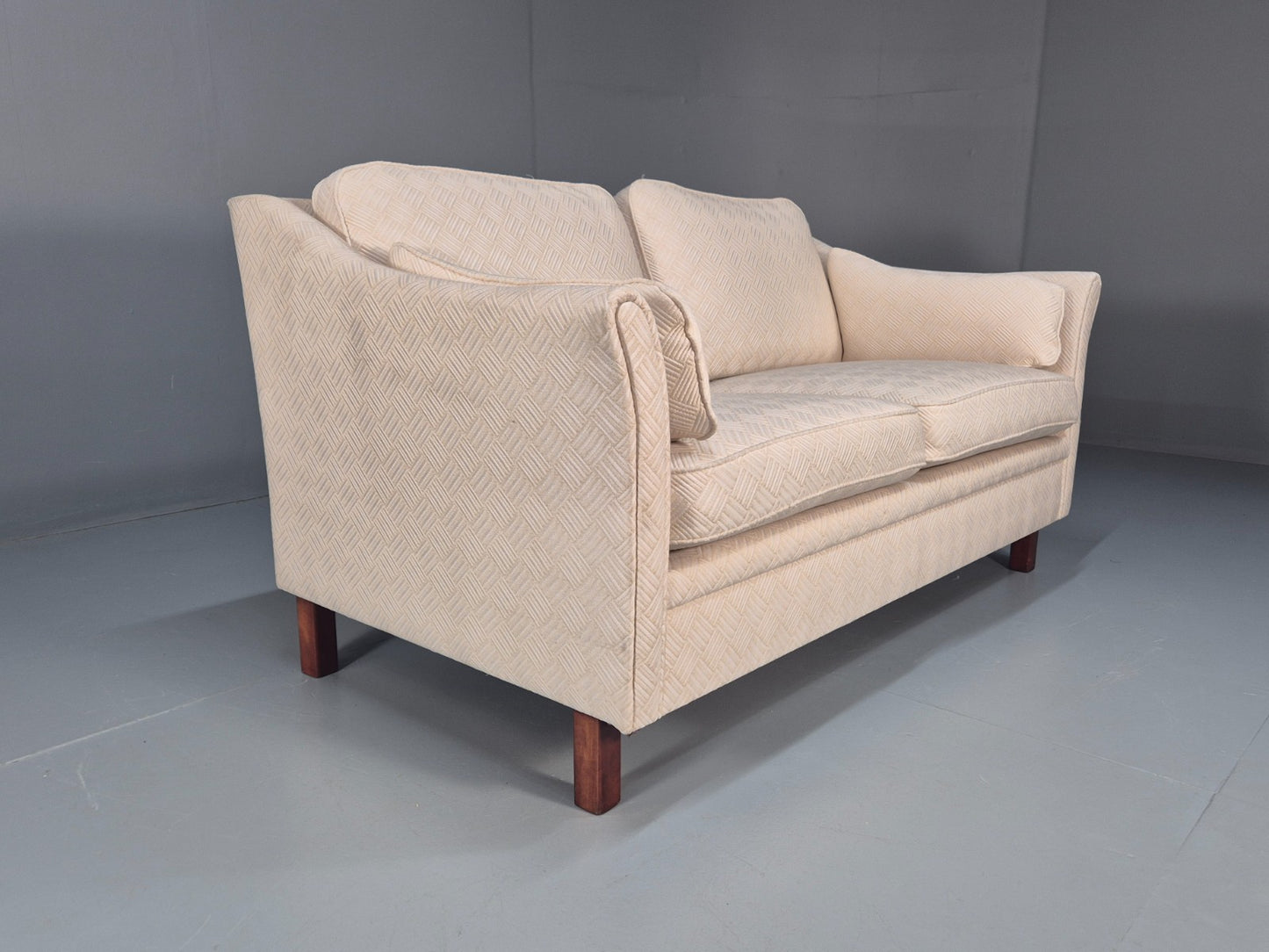 Vintage 2 Seater Sofa Retro Danish Cream Patterned Fabric EB10516 M2SS12