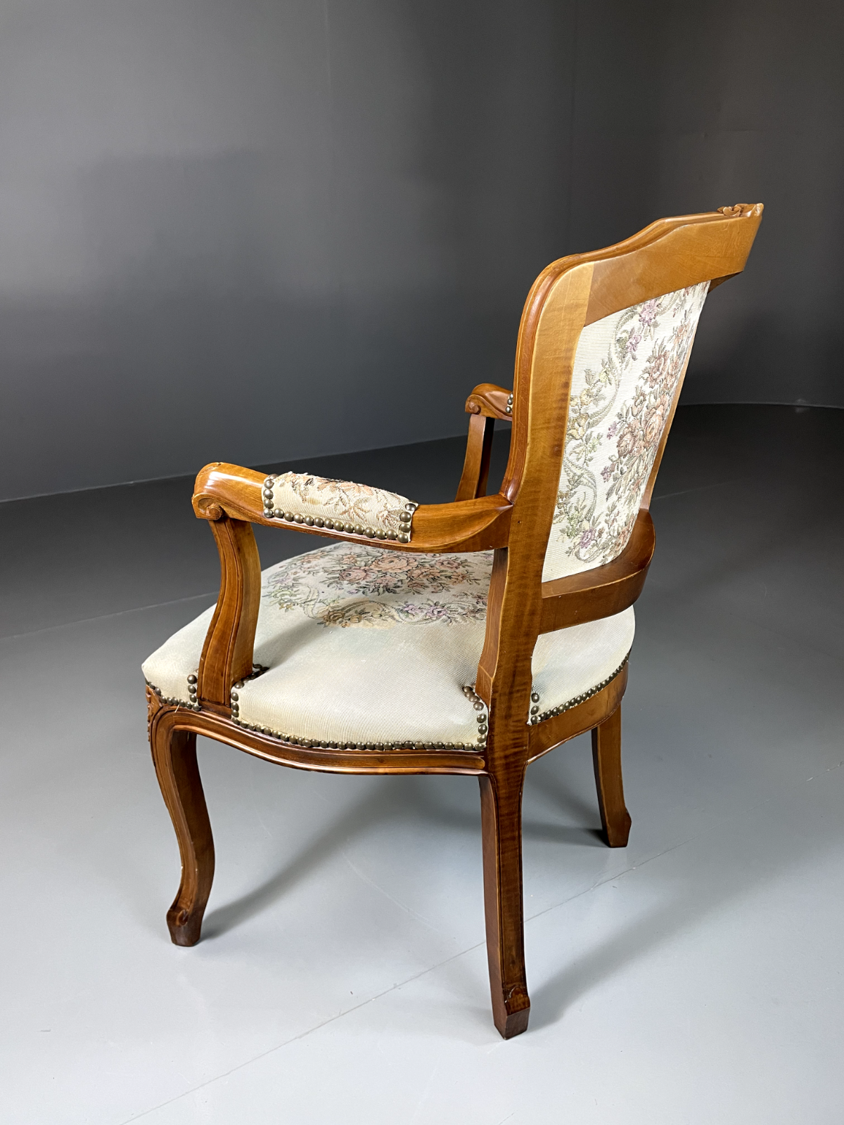Vintage Danish Louis Style Fauteuil Chair, Embroidered Upholstery, EB5580 VCLO - UKDK FURNITURE