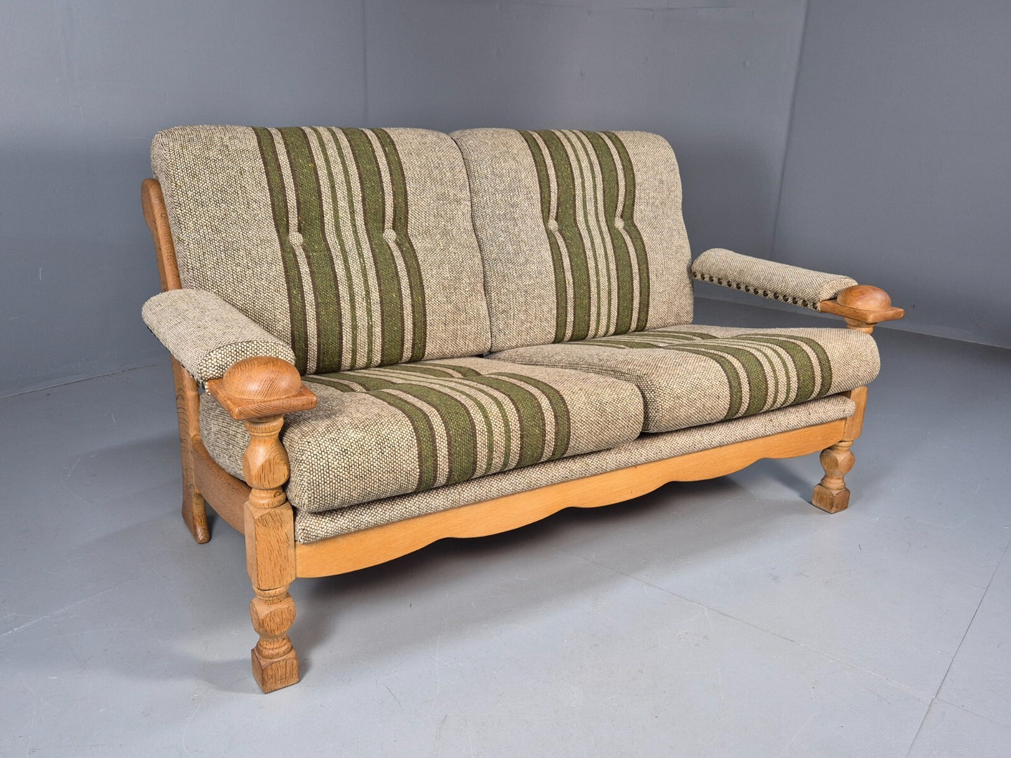 Vintage Kjearnulf Style 2 Seat Sofa 1970s Danish Oak and Wool EB9562 M2SS - UKDK FURNITURE