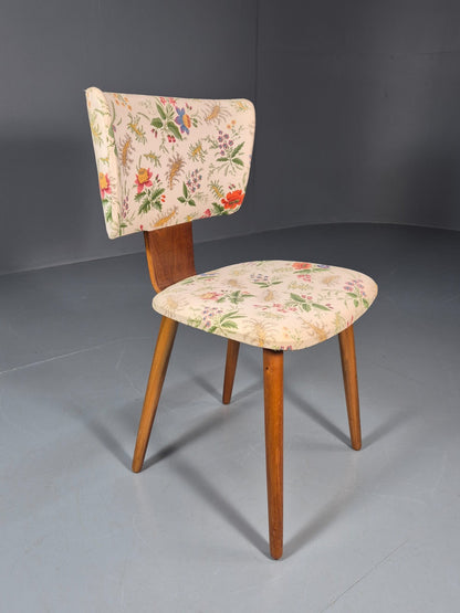 Retro 1950s Dining Chair Teak Bentwood Floral MCM Vintage EB10937 MNOR2