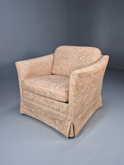 Vintage Danish Lounge Chair Peach Floral Upholstery 1970s Retro EB8974 VCLO - UKDK FURNITURE