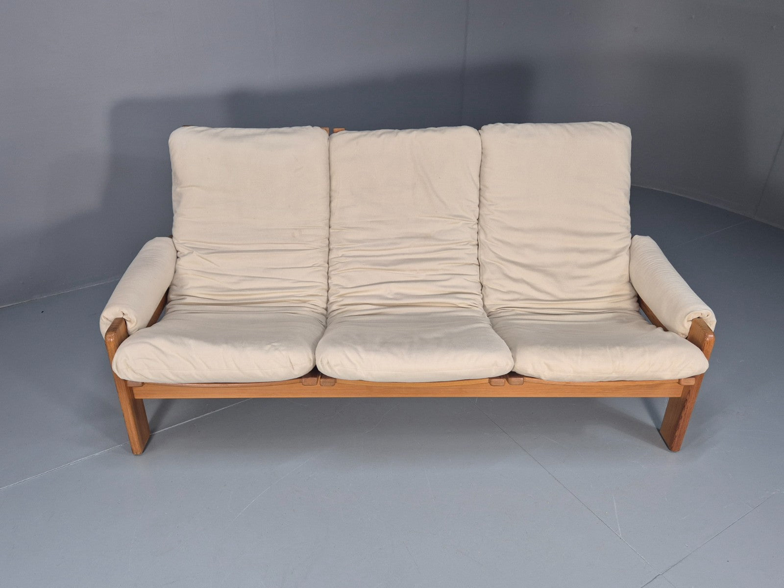 Swedese Pine Three Seater Settee  Canvas Cover Yngve Ekstrom 1970s EB10638 M3SS4