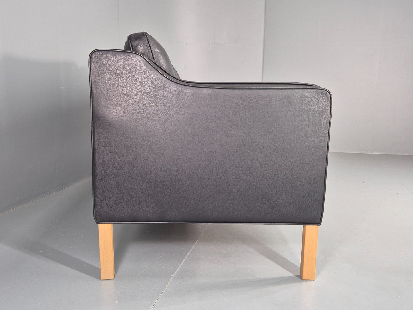 Vintage 3 Seater Sofa Danish Black Leather Mid Century Retro 1980s  EB10469 M3SS10