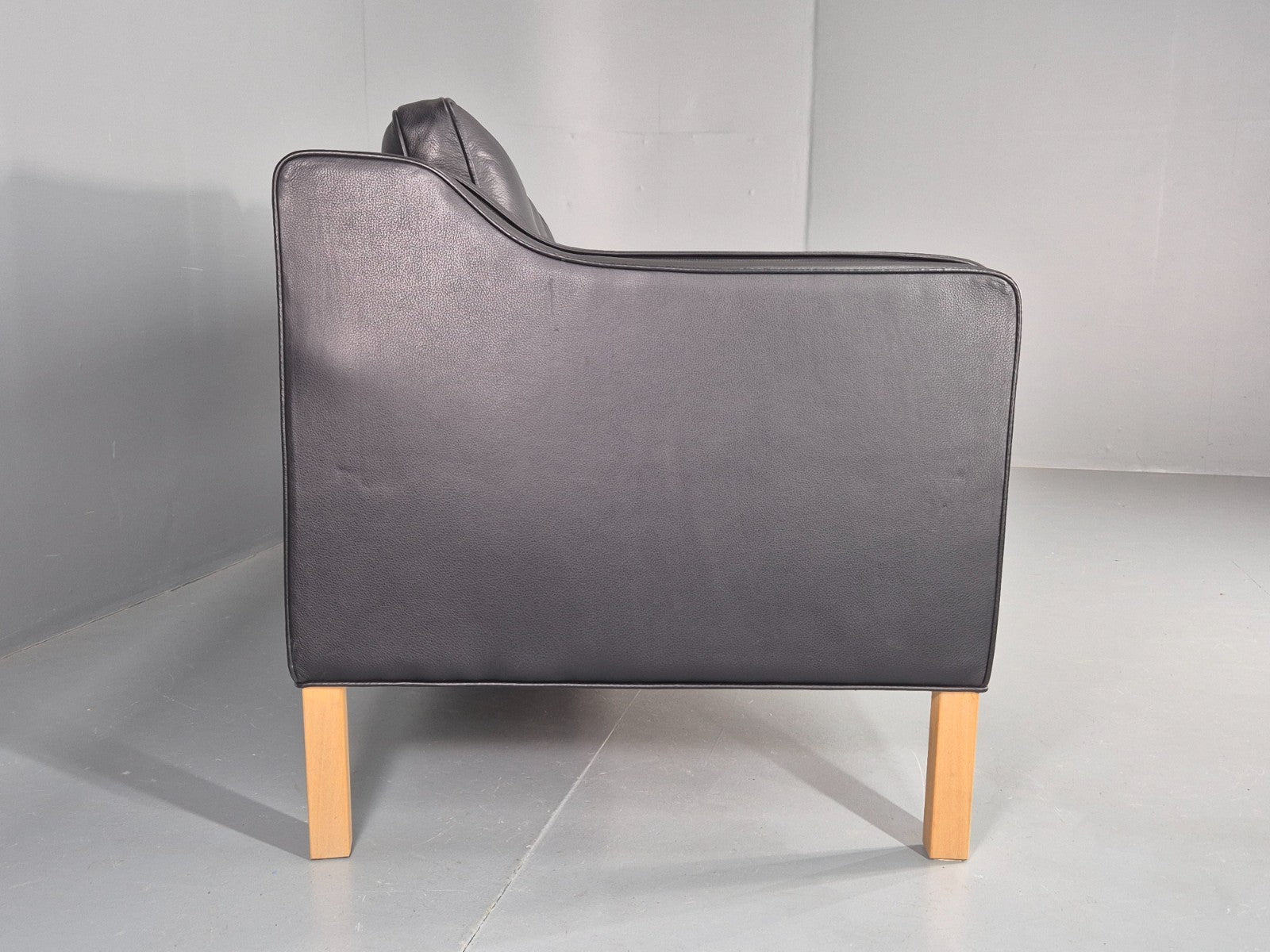 Vintage 3 Seater Sofa Danish Black Leather Mid Century Retro 1980s  EB10469 M3SS10