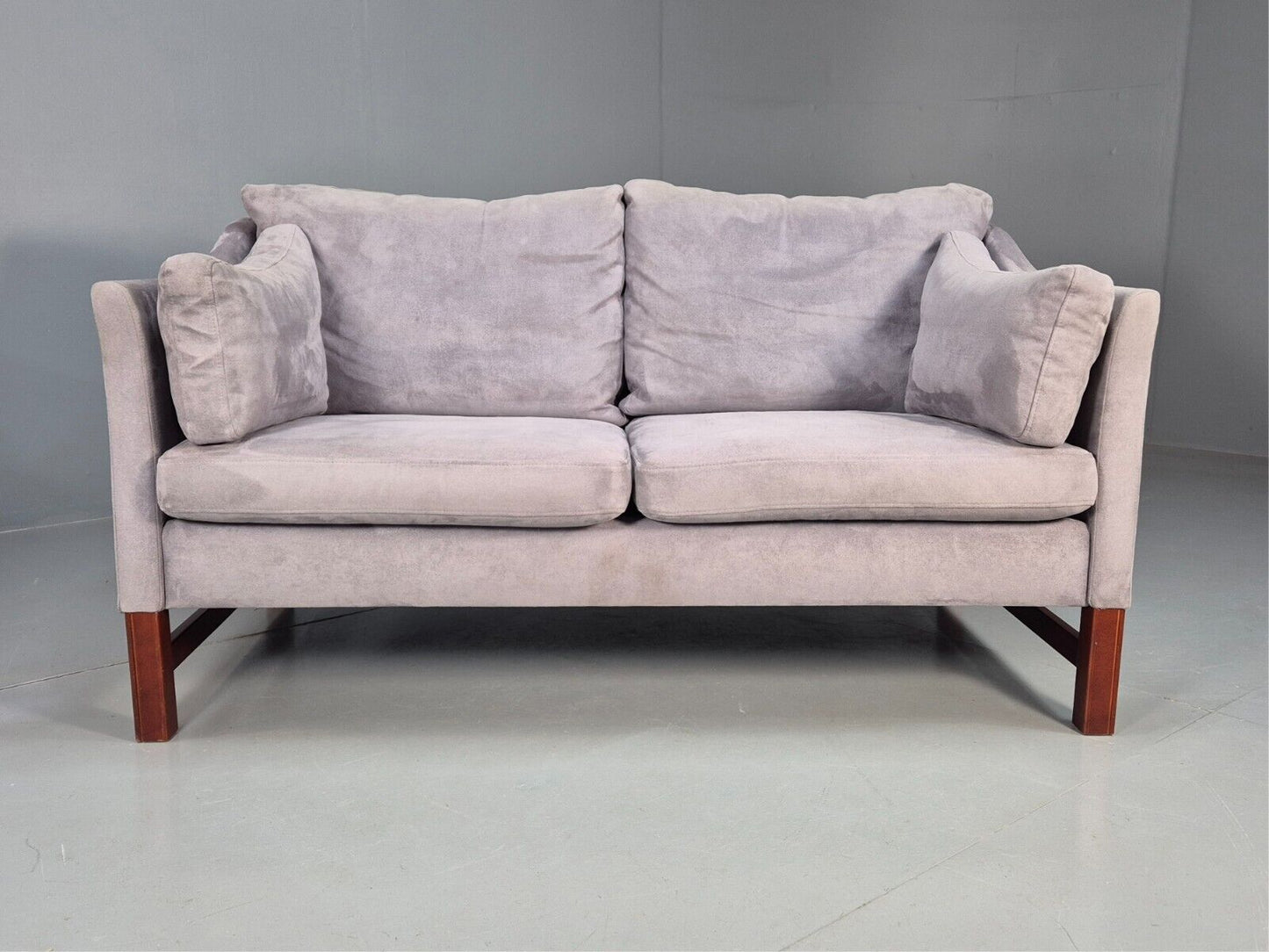 Vintage Danish 2 Seat Sofa Lilac Faux Suede 1980s Retro MCM EB3236 M2SS - UKDK FURNITURE