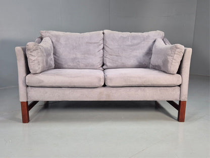 Vintage Danish 2 Seat Sofa Lilac Faux Suede 1980s Retro MCM EB3236 M2SS - UKDK FURNITURE