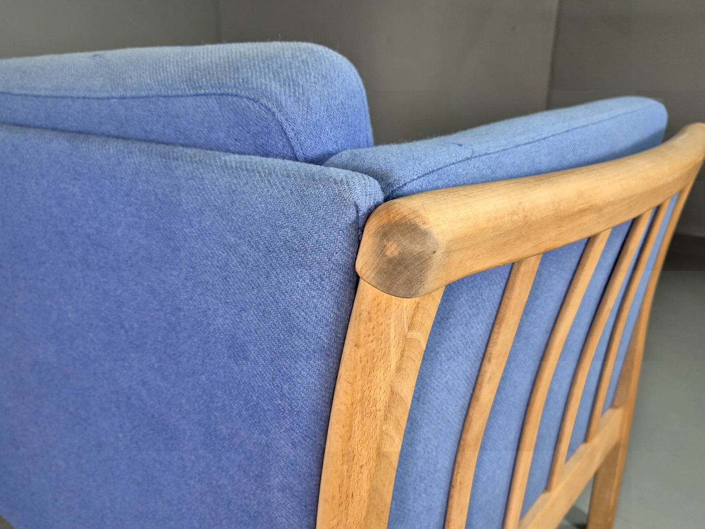 2 Seat Sofa Vintage Danish Blue Wool Beech Frame 1980s Retro MCM EB7333 M2SS13