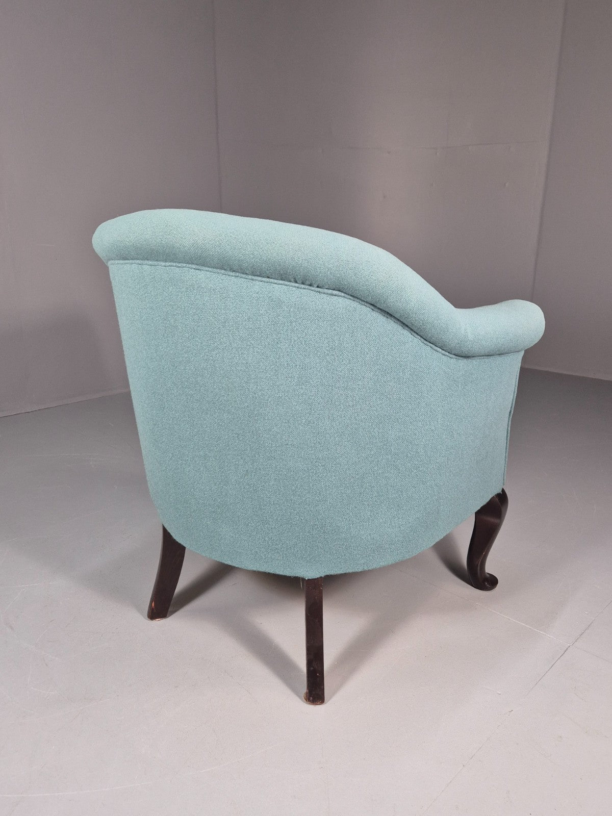 Art Deco Tub Chair Danish Turquoise 1940s Vintage Cabriole Leg EB10740 VCLO8