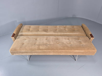 Vintage Sofa Bed Mid Century Denmark Teak Paws  Velour Retro 1960s EB11391 M4SS8