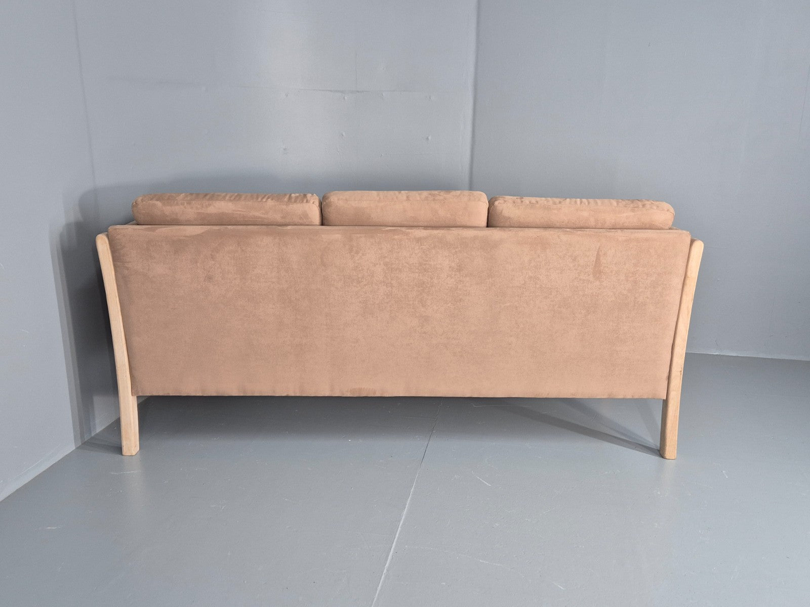 Vintage 3 Seat Sofa Danish Design Faux Suede Upholstery 1980s Retro EB10539 M3SS14