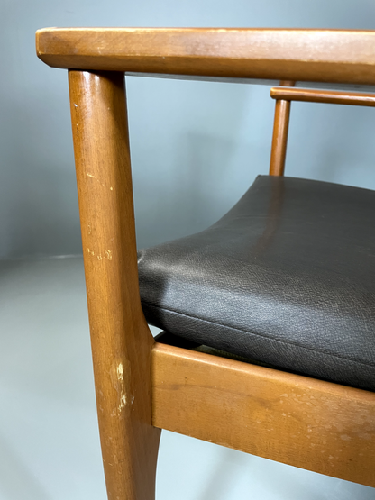 2 Parker Knoll Lounge Chairs Beech Vinyl MCM Retro PK988/1023 EB6264 MNOR13