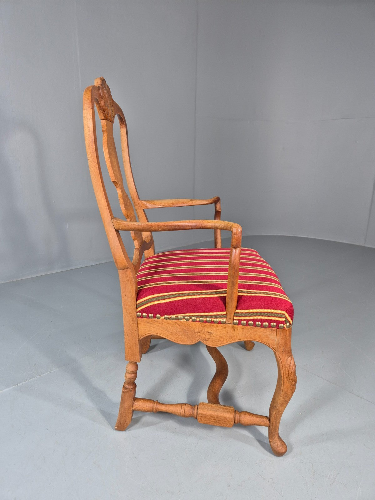 Antique Rococo Revival Oak Chair Danish 1880 Splat Back Shell Motif EB10887 VDIN13