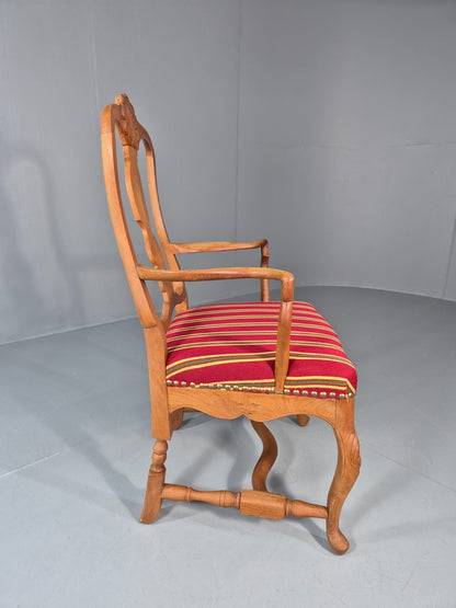 Antique Rococo Revival Oak Chair Danish 1880 Splat Back Shell Motif EB10887 VDIN13