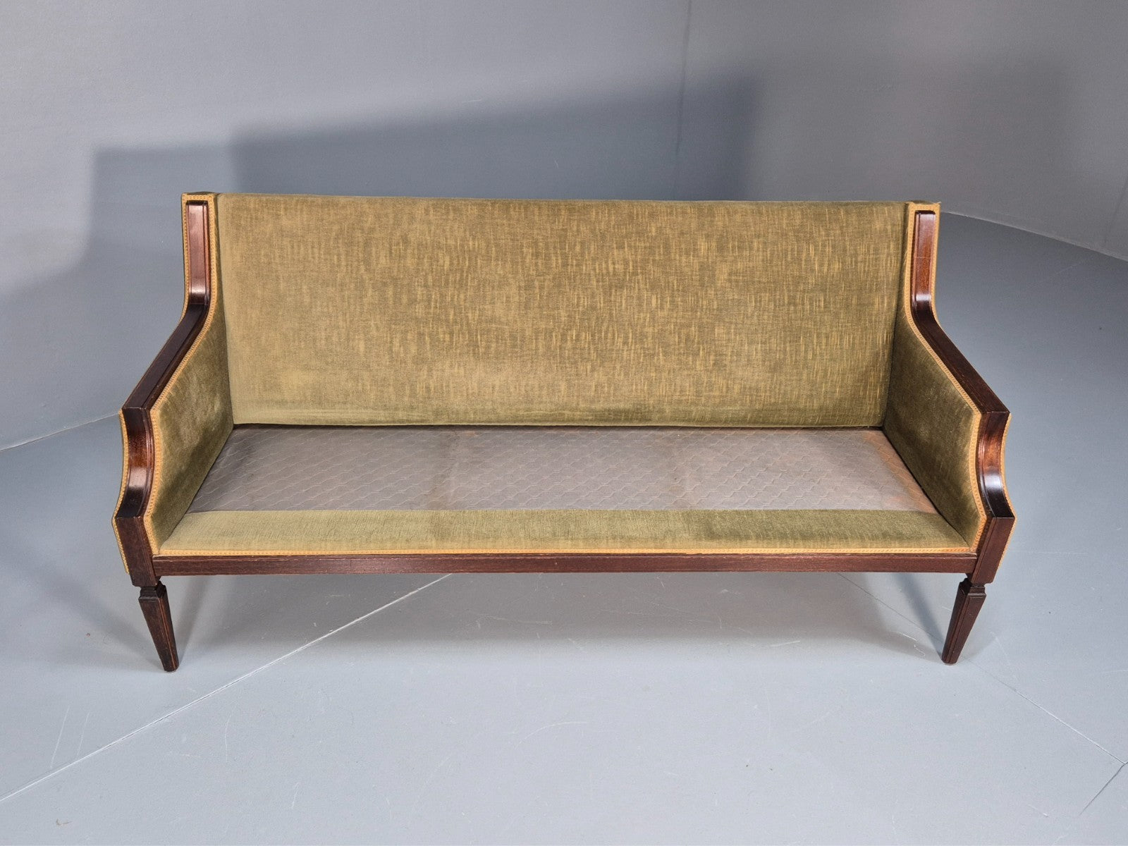 Antique Danish Empire Style Sofa Mahogany and Green velour EB9662 V3SS - UKDK FURNITURE