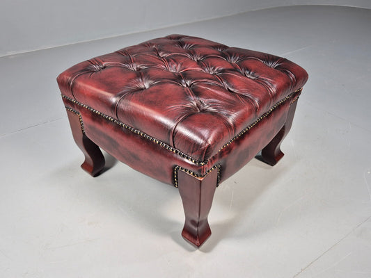 Vintage Oxblood Chesterfield Footstool Danish Retro Antique Style EB9665 MFOO - UKDK FURNITURE