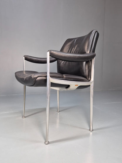 Roder Sohne Leather and Aluminium Boardroom Chair 1960s Retro MCM EB10616 MNOR1