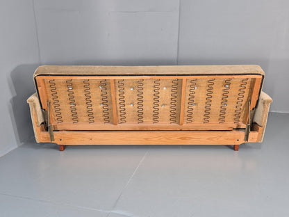 Vintage Sofa Bed Mid Century Denmark Teak Paws  Velour Retro 1960s EB11391 M4SS19