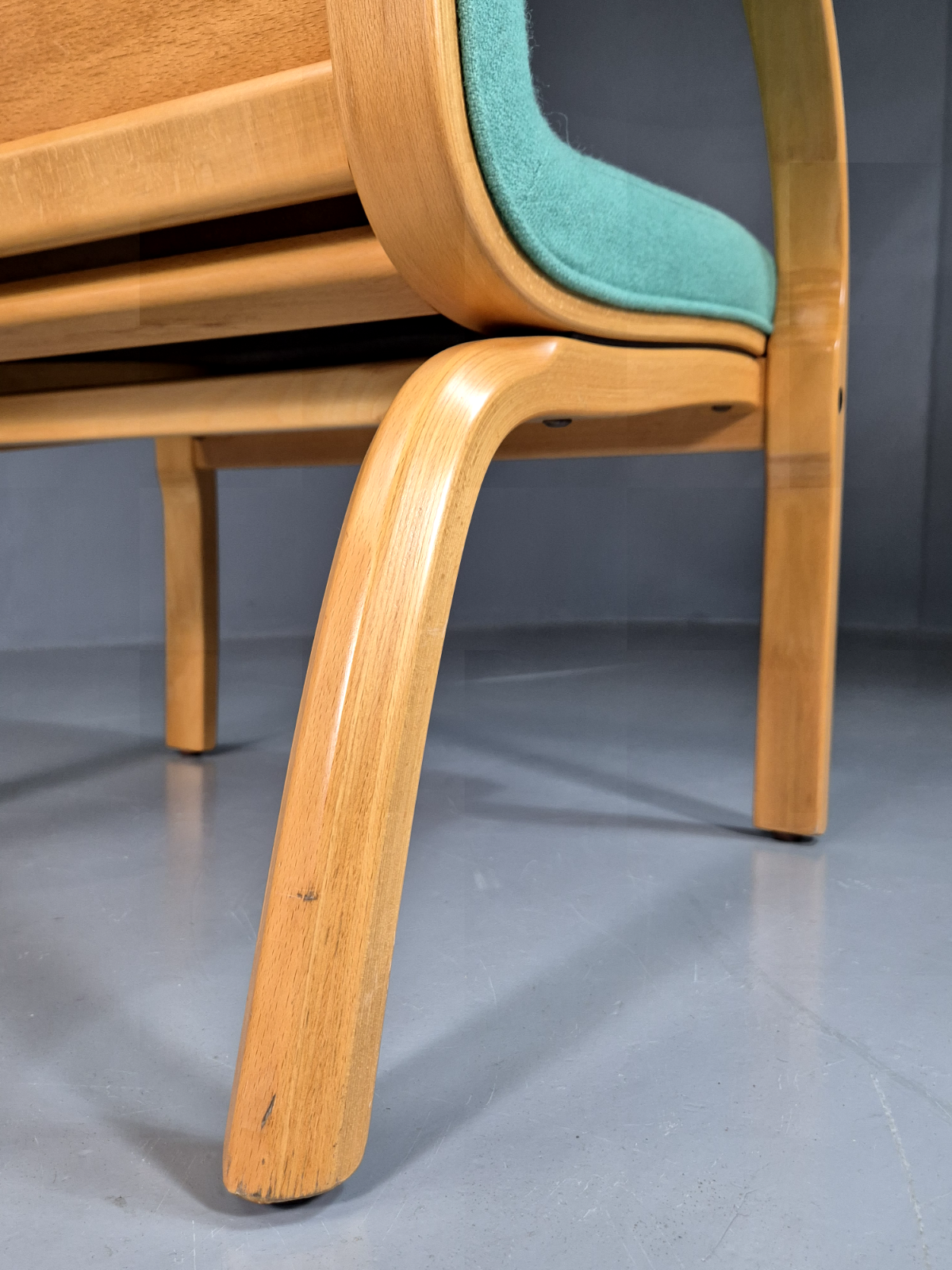 Vintage Danish Lounge Chair Mint Wool Bentwood 1980s Retro EB7217 MBEN10