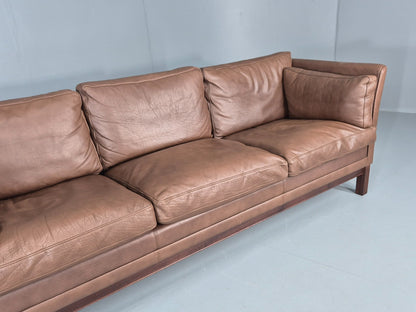 Vintage Danish 3 Seater Sofa Danish Brown Leather 1970s Retro MCM  EB10486 M3SS3