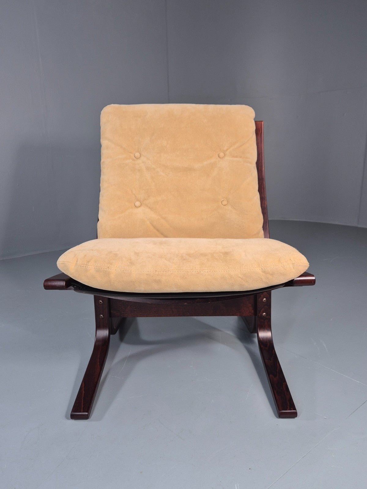 Vintage Mid Century Lounge Chair Faux Suede Upholstery REtro 1970s EB11299 MBEN2