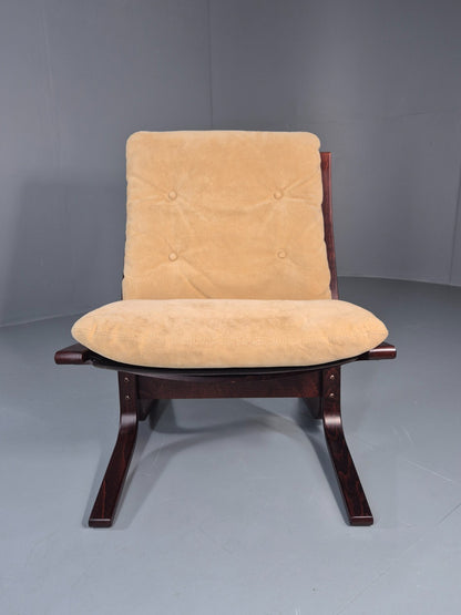 Vintage Mid Century Lounge Chair Faux Suede Upholstery REtro 1970s EB11299 MBEN2