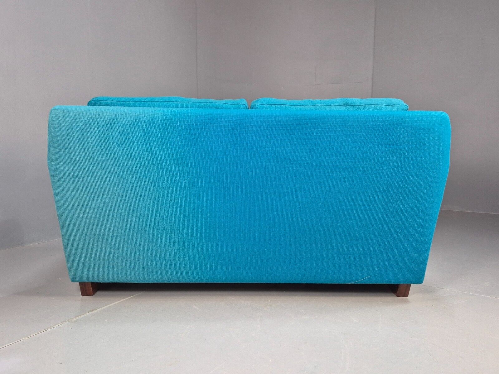 Vintage Danish 2 Seat Sofa Blue Wool Sled Base 1960s MCM Retro EB1372 M2SS - UKDK FURNITURE