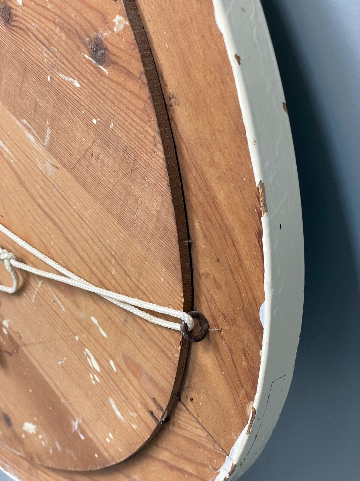 Antique Oval Wall Mirror White & Gold Painted Bevelled Patina EB11051 MWOO15