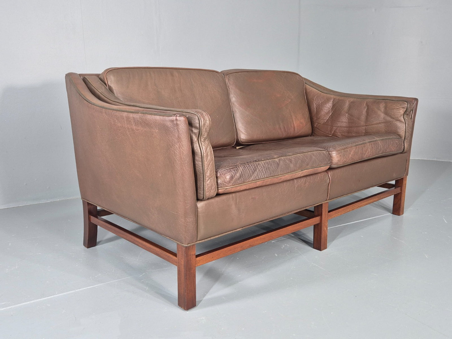 Vintage Danish 2 Seat Sofa Gunnar Grandt Design Brown Buffalo Hide EB9905 M2SS10