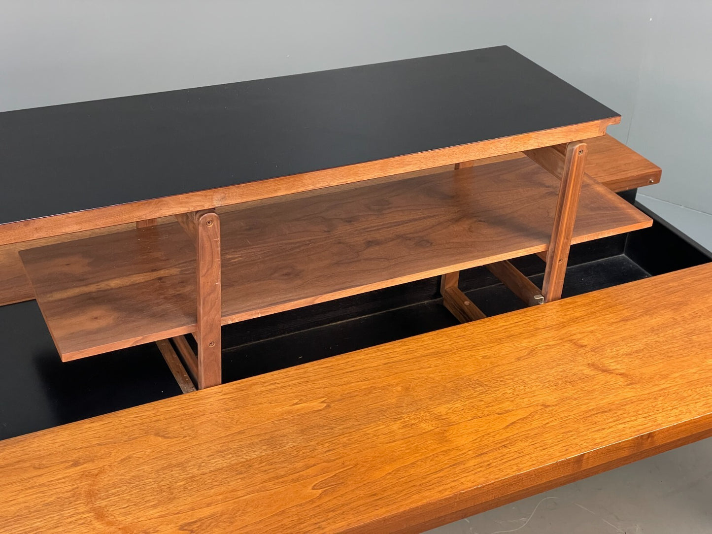 Vintage Danish Teak Coffee Table Extending Storage Black Melamine EB8710 MWOO - UKDK FURNITURE