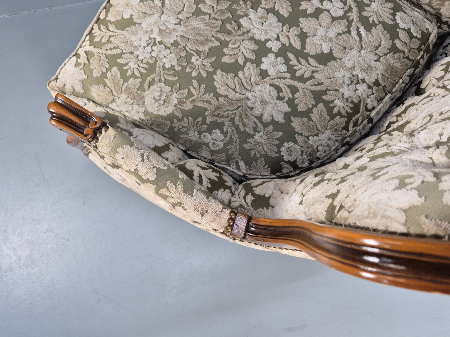 Vintage Danish Rococo Revival Floral upholstered 3 Seat Sofa EB9631 V3SS - UKDK FURNITURE