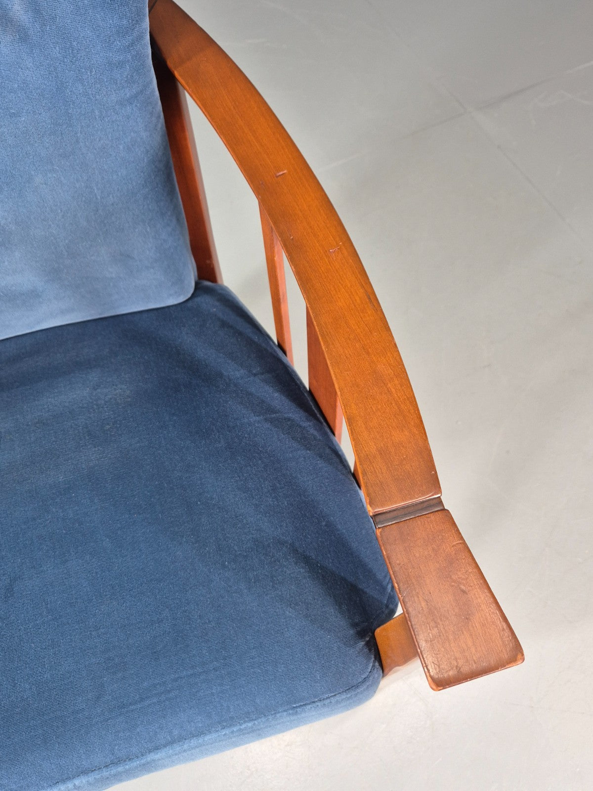 6 Art Deco Style Elbow Chairs Scandinavian Modern Blue Velvet   EB10935 VDIN11