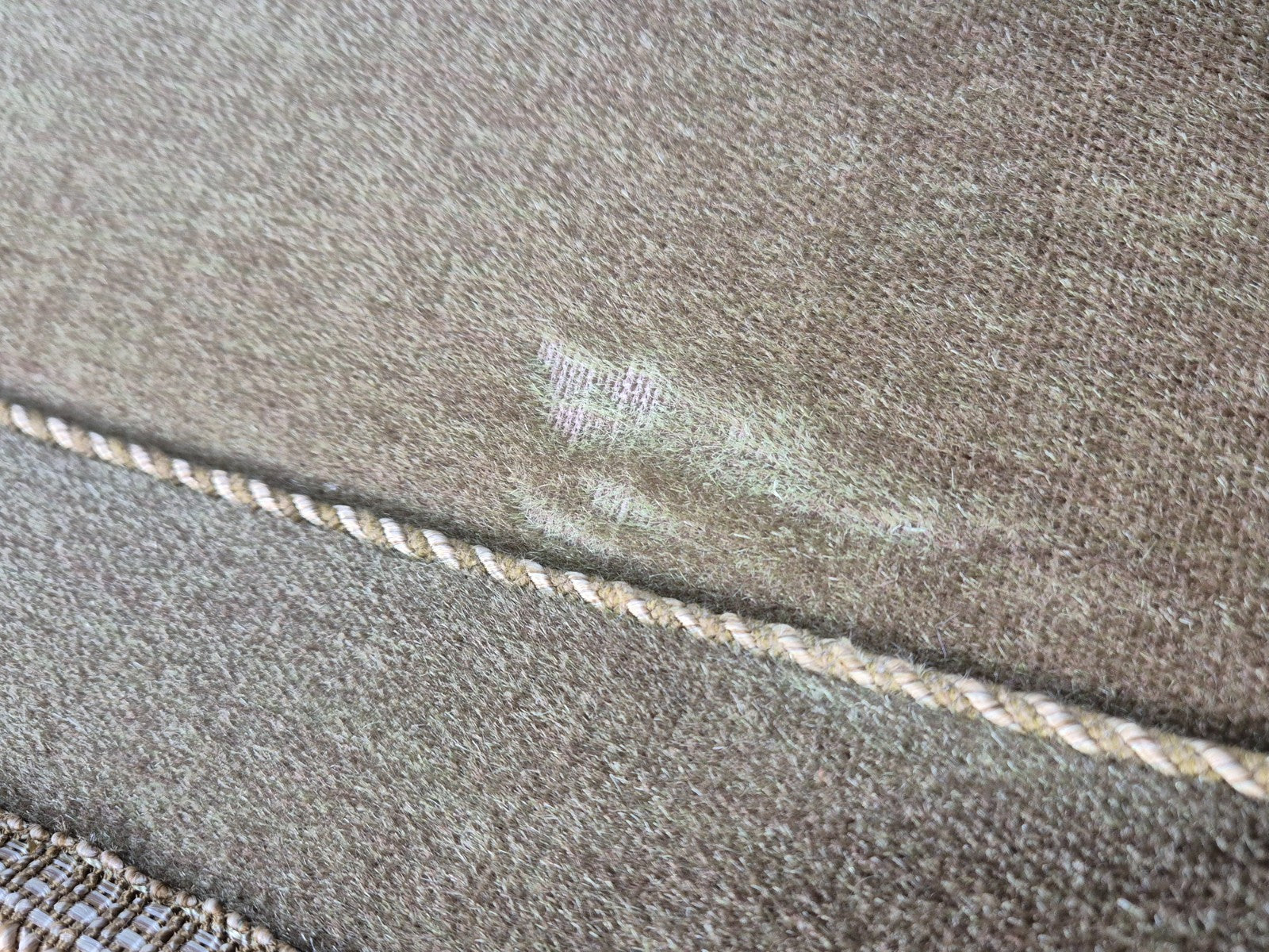 Vintage Danish  Banana Sofa Green Velour Tassels 1960s Retro MCM  EB10802 V3SS9