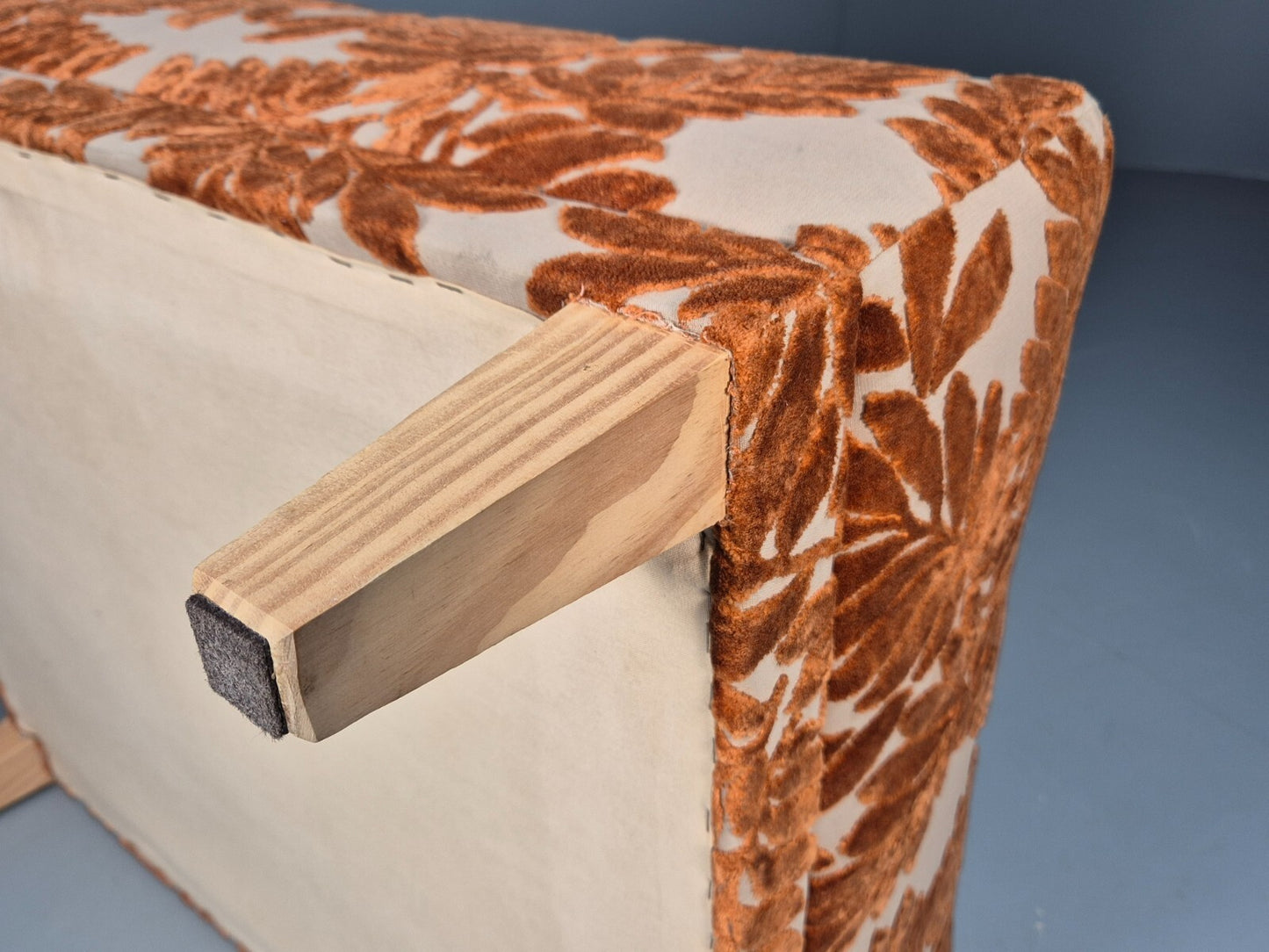 Vintage Footstool Pouffe Amber Floral Moquette Modern EB9477 MFOO - UKDK FURNITURE