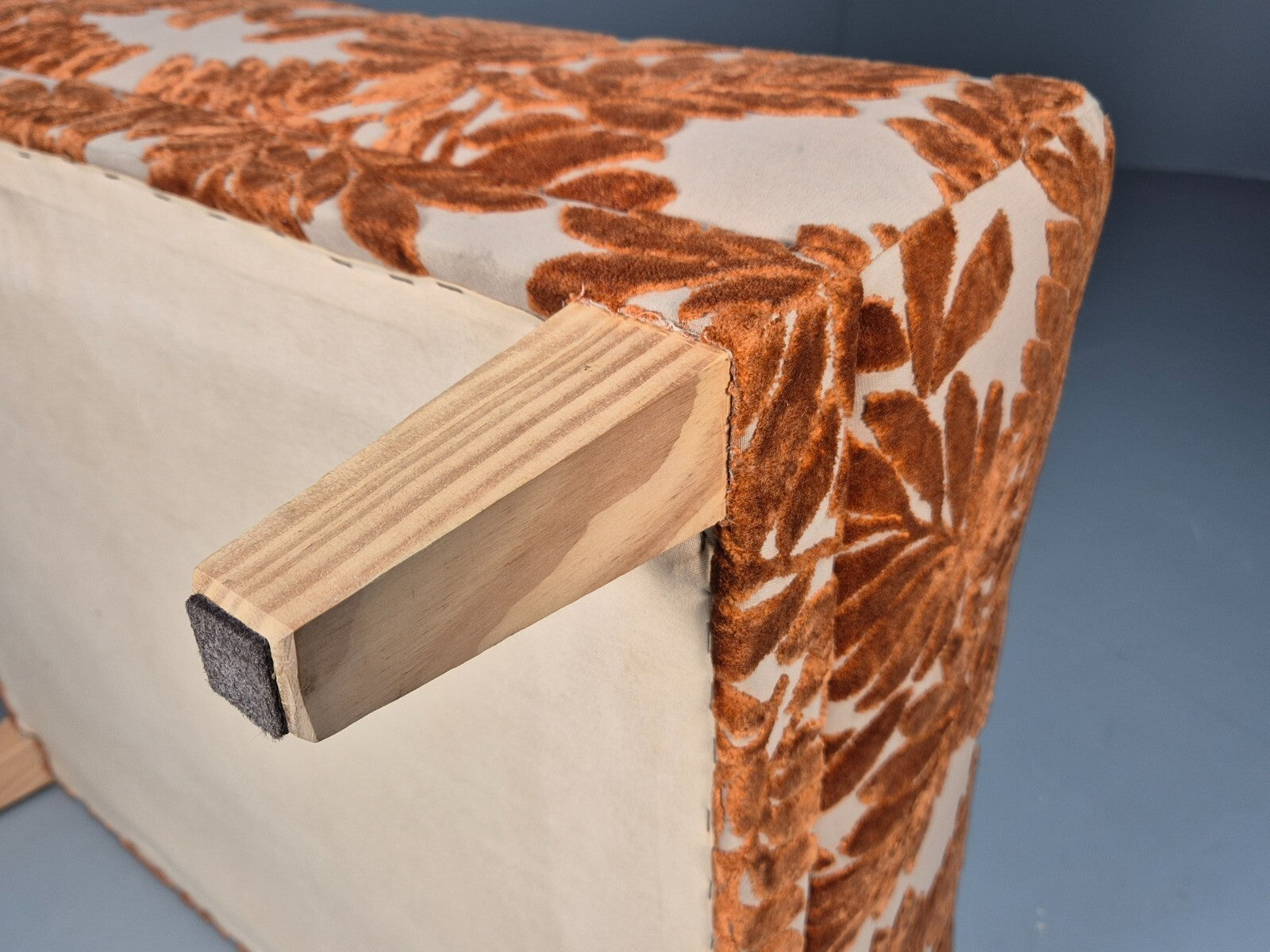 Vintage Footstool Pouffe Amber Floral Moquette Modern EB9477 MFOO - UKDK FURNITURE
