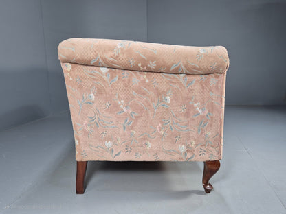 Vintage Danish Pink Cut Floral Velour Cottage Settee 1930s Antique EB9563 V3SS - UKDK FURNITURE