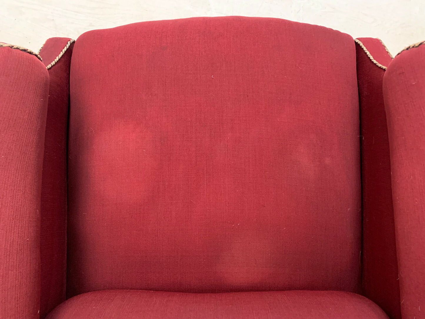 Vintage Arm Chair with Castors Dark Red Fabric for Reupholstery VCLO EB25979