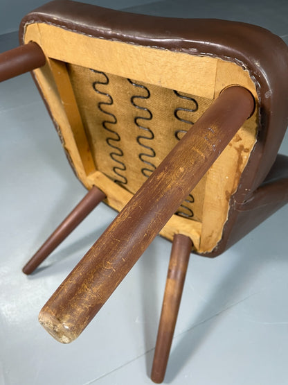 Vintage Danish Lounge Chair Brown Leather Circular Form Retro MCM EB6586 MNOR11