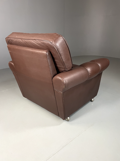 Danish Leather Lounge Chair Vintage 1970s Retro MCM EB5404 MNOR11