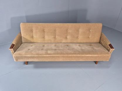 Vintage Sofa Bed Mid Century Denmark Teak Paws  Velour Retro 1960s EB11391 M4SS5