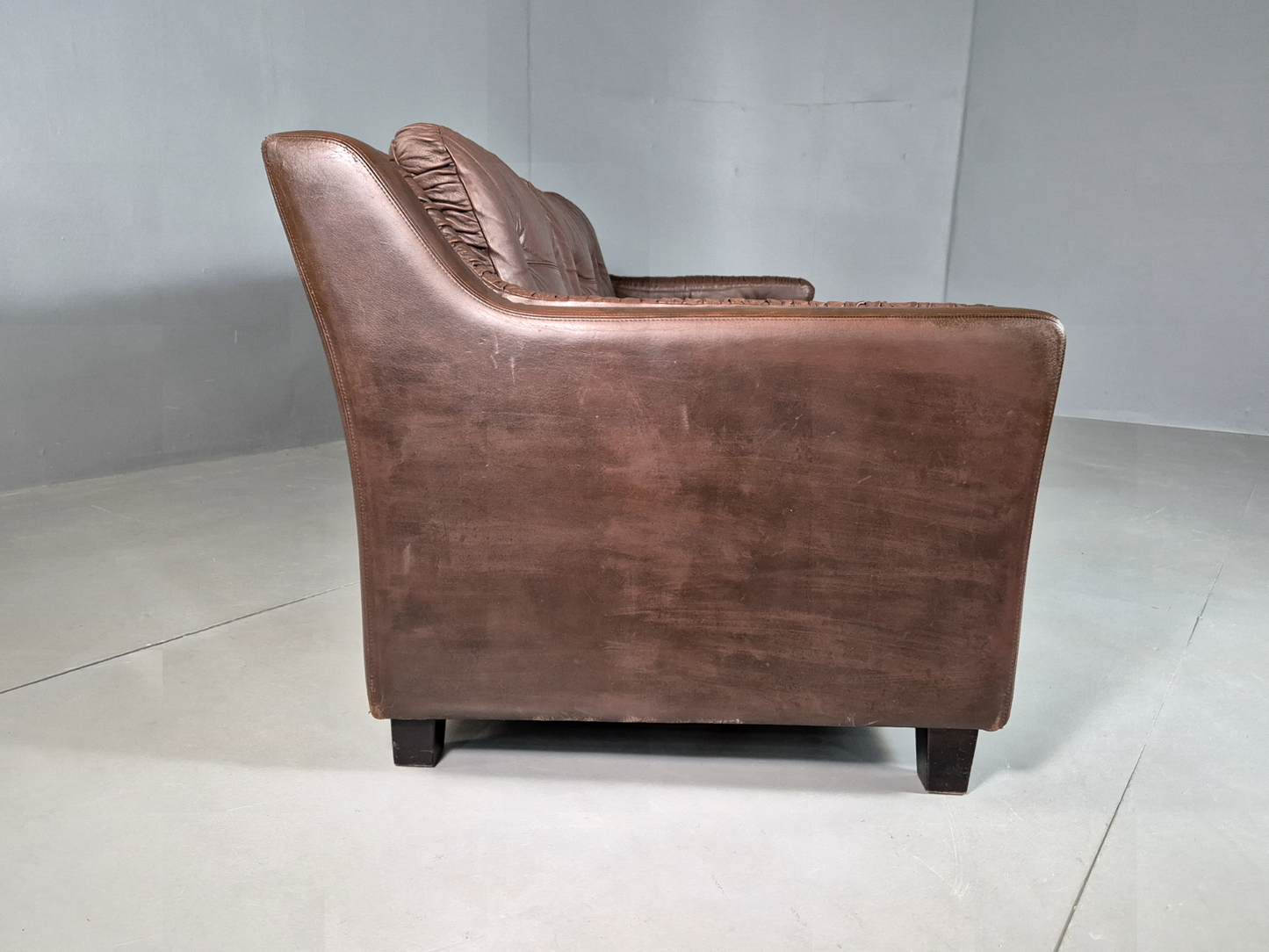 Vintage Danish 3 Seat Sofa Brown Leather 1970s Retro MCM EB6986 M3SS - UKDK FURNITURE