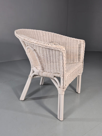 Vintage Rattan Lounge Chair White Painted 1970s Retro EB11219 VBER6